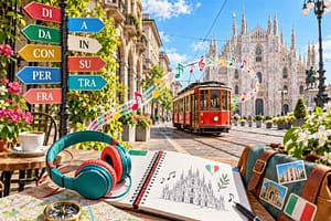 Learn Italian prepositions through music on a journey through Milan