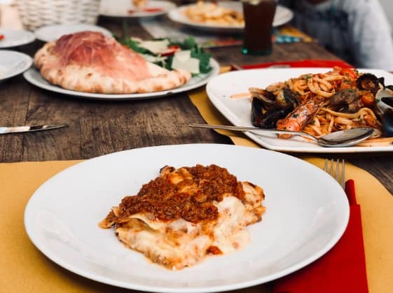 Italian lunch with pasta